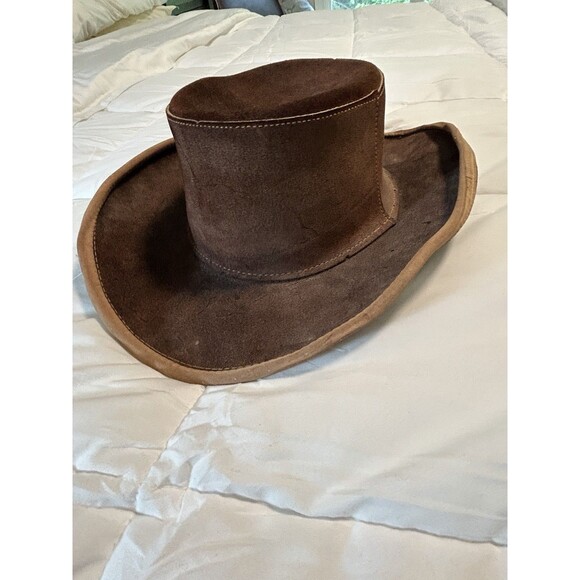 Skullys By Henschel Brown Leather Suede Hat Size XL Made In USA St. Louis, MO - Picture 1 of 8